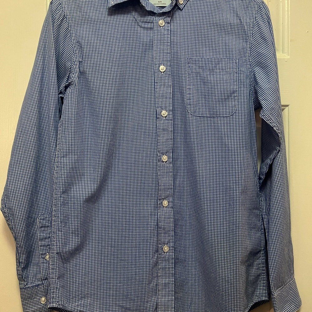 Class Club Men's Blue Gingham Button Down Shirt